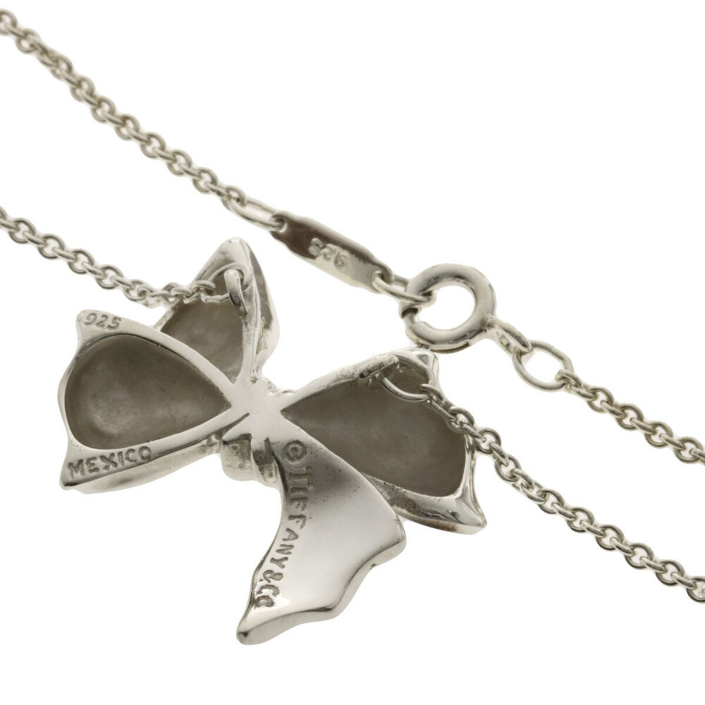 Tiffany Co ribbon motif necklace silver